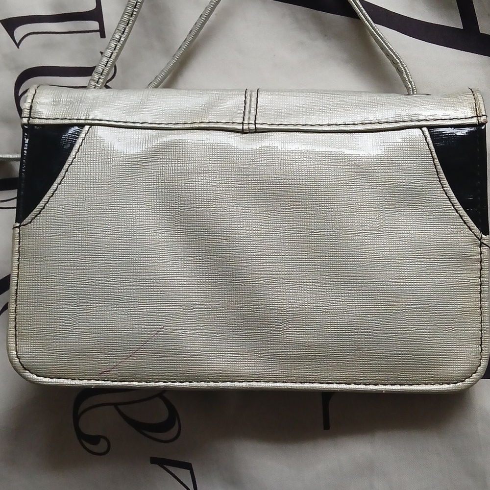 Chic Silver and Black Crossbody Bag Wallet Size - Picture 3 of 3